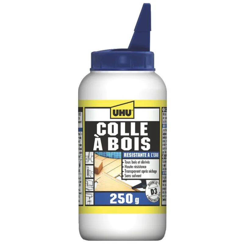 COLLE BOIS RÉSISTE à L'EAU (D3) Biberon 250 g de UHU – photo produit