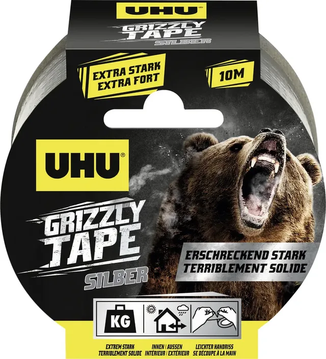 Grizzly Tape® 51675 Gewebeklebeband Silber (L x B) 10 m x 49 mm 1 St.