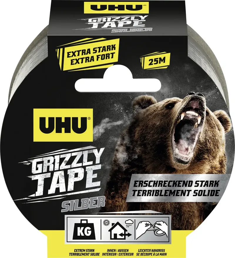 Grizzly Tape® 51690 Textieltape 1 stuk(s) de UHU en Argent – photo produit