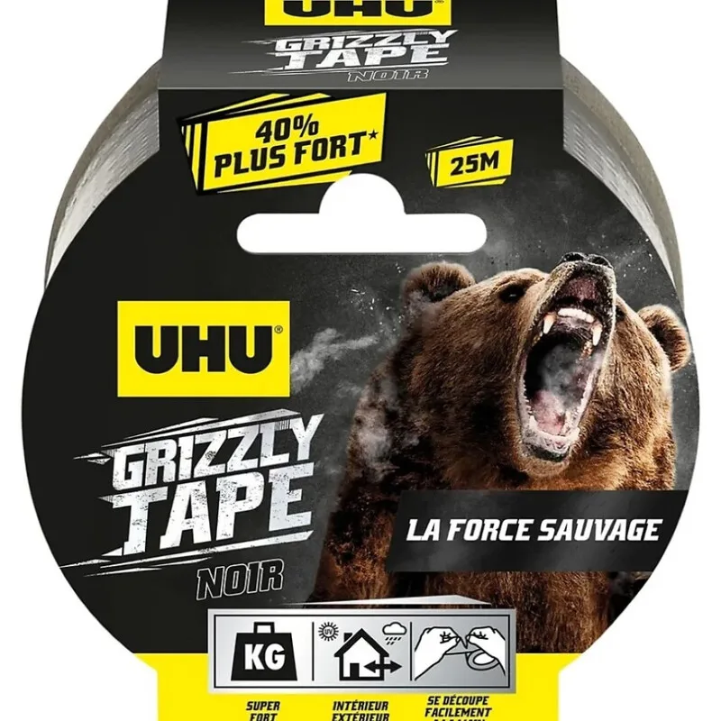 GRIZZLY TAPE x 25 m Noir von UHU – Produktfoto