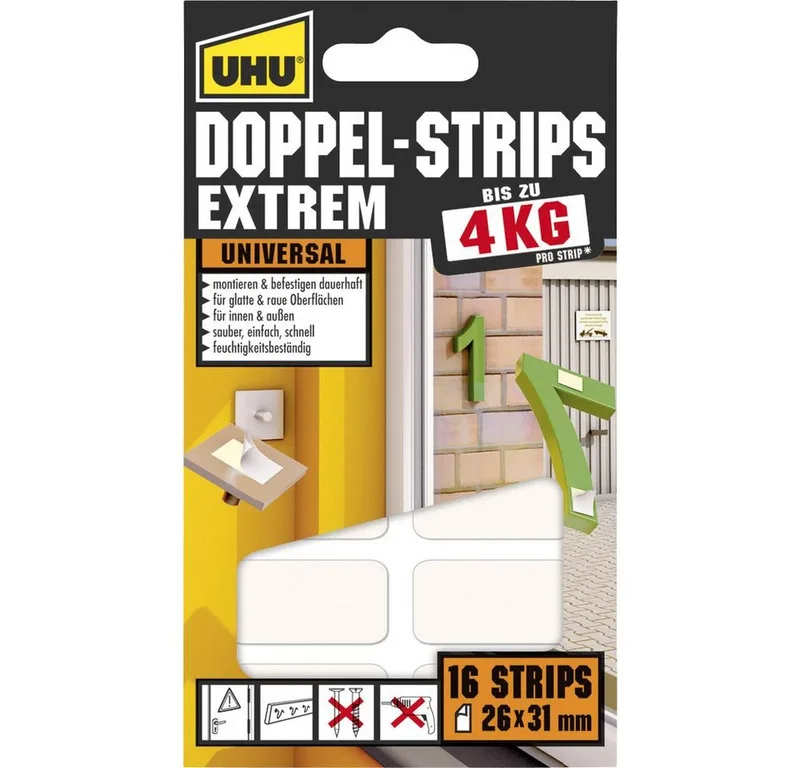 Klebeband UHU 45450 45450 Doppelseitige Klebestrips UHU® (L x B) 31 mm x 26 (45450) från UHU i Vit – produktbild