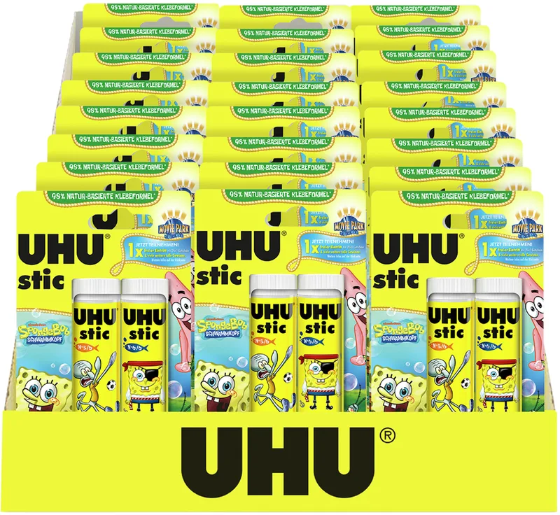 Klebestift stic Spongebob, 2 x 21 g, 24er Display von UHU – Produktfoto