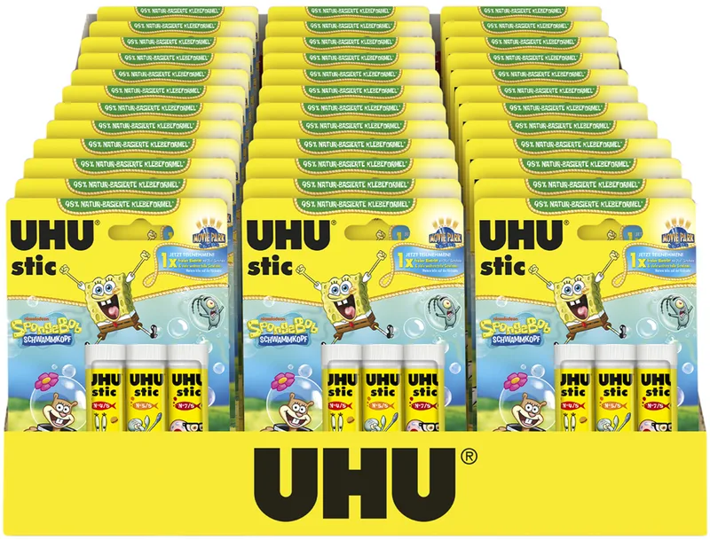 Klebestift stic Spongebob, 3 x 8,2 g, 36er Display von UHU – Produktfoto