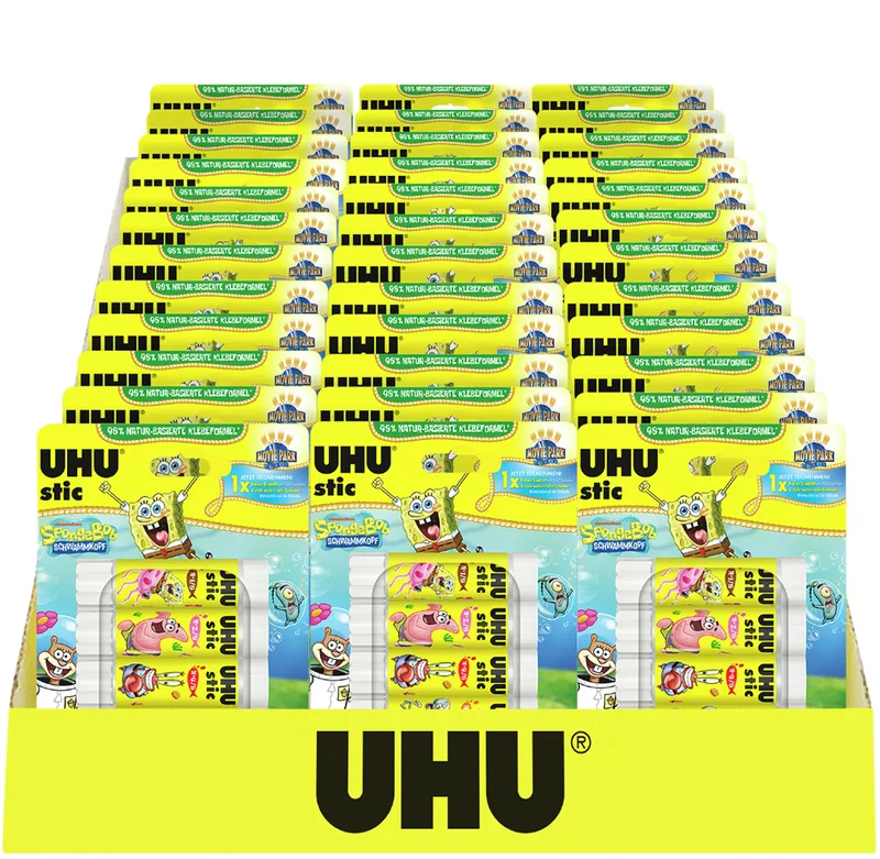 Klebestift stic Spongebob, 5 x 8,2 g, 36er Display by UHU – product photo