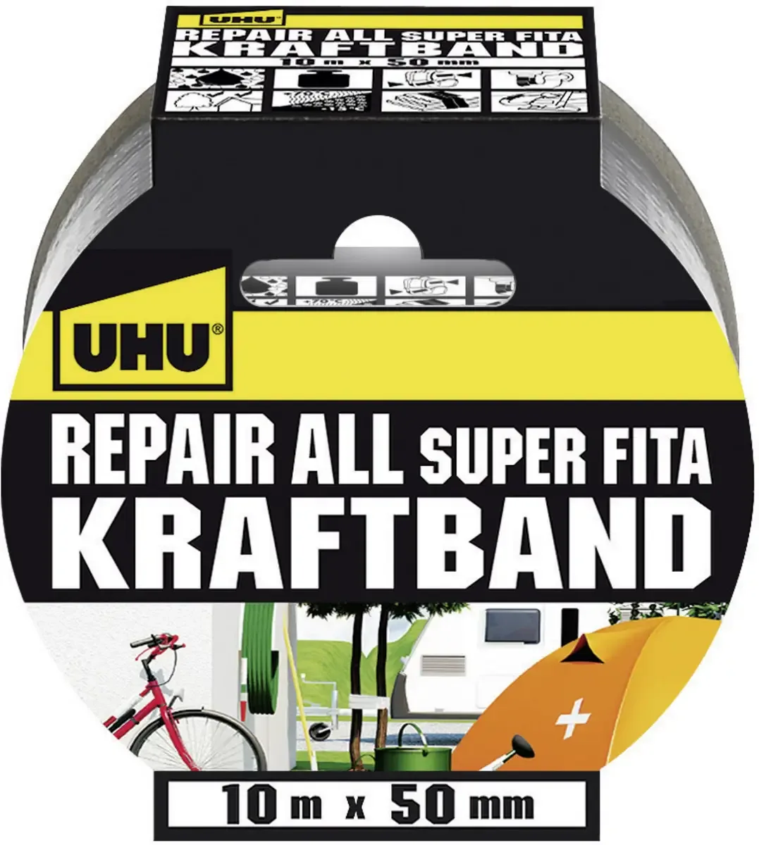 UHU 48145 Textieltape UHU Repair Zilver (l x b) 10 m x 50 mm 1 stuk(s) van UHU in Zilver – productfoto