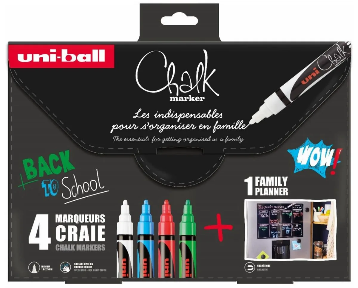 Chalk Marker - Magnetische Famillie Planner Kit de uni-ball en Multicolore – photo produit