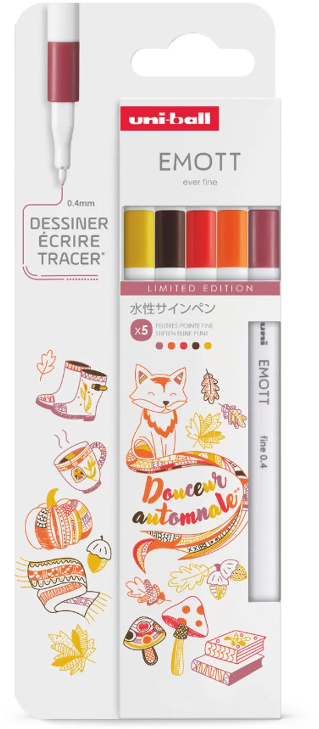 Emott Fineliner Set 5 Stuks - Herfstzachtheid de uni-ball – photo produit
