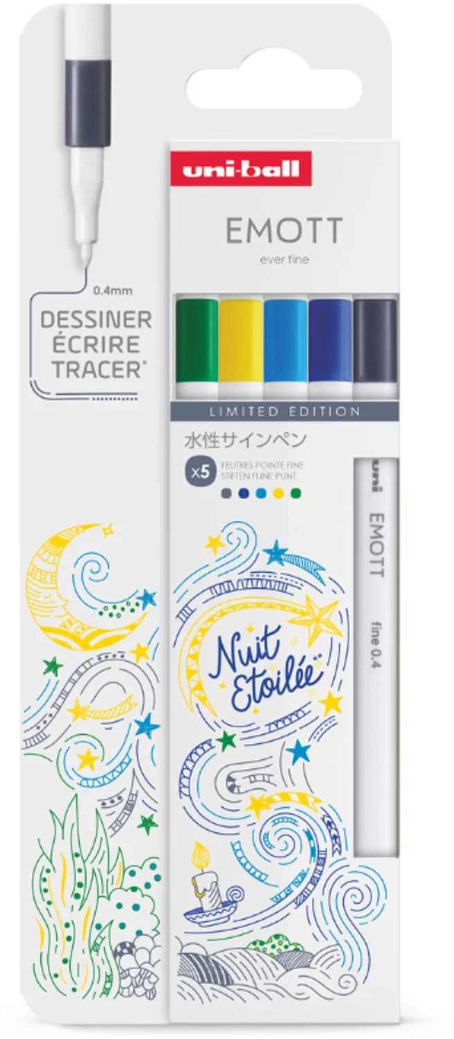 Emott Fineliner Set 5 Stuks - Starry Night de uni-ball – photo produit