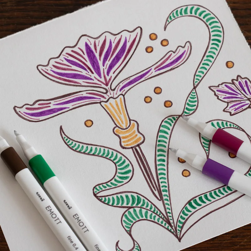 Fineliner EMOTT, 5er Set , Secret Garden by uni-ball – product photo