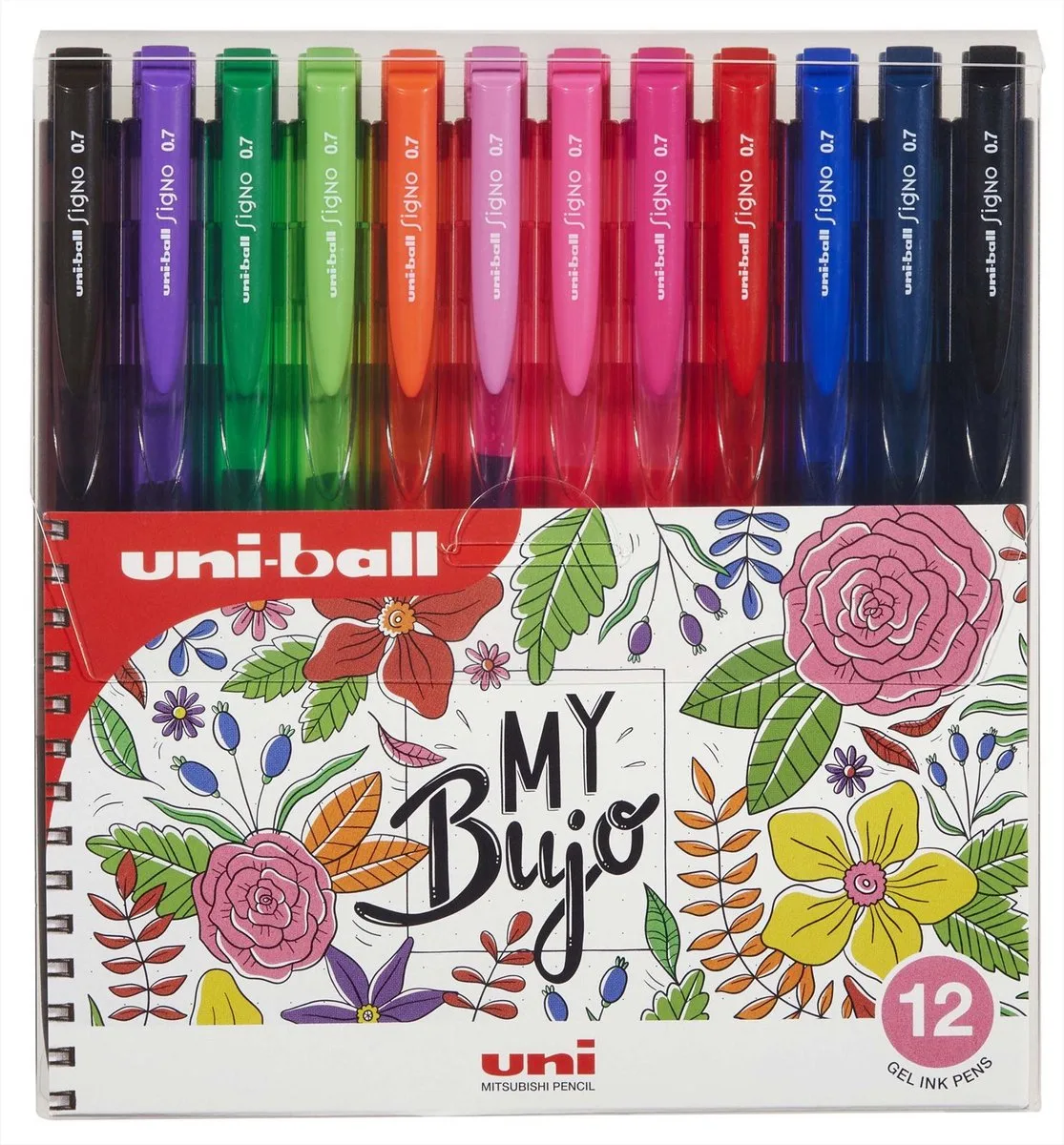 gelpennen Bujo set bloemen 12 stuks - creatieve pennen. fra uni-ball i Flerfarvet – produktbillede
