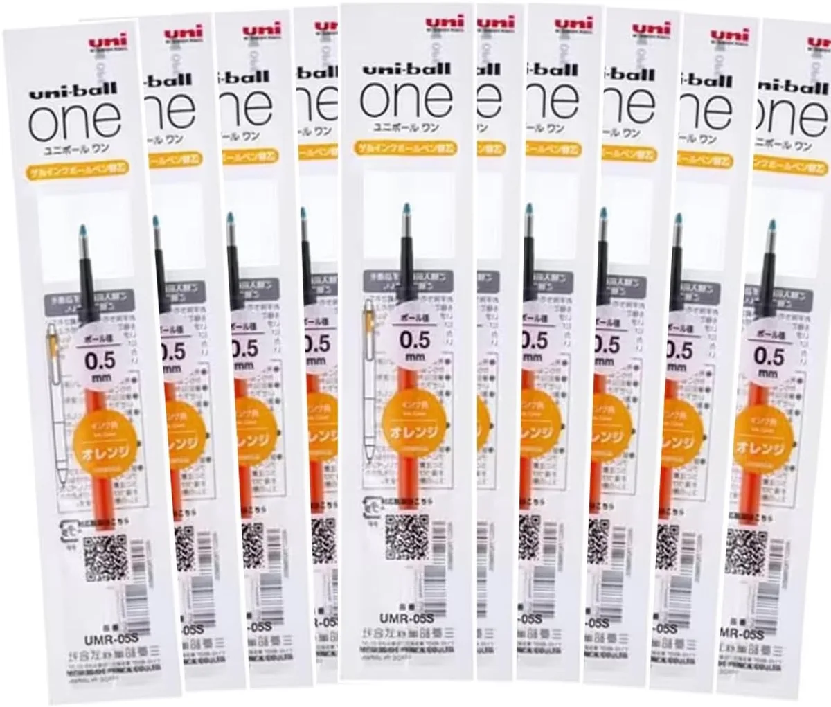 Mitsubishi Potlood Gel Pen Vullingen One P/F - 0.5mm - Set van 10 van uni-ball in Oranje – productfoto