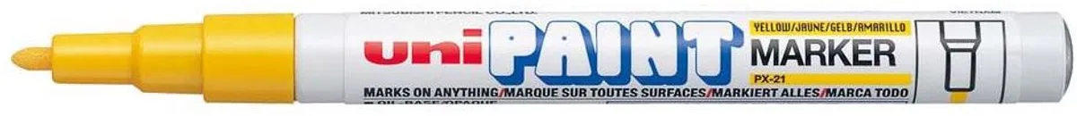 Permanente markeerstift Uni-Ball Paint PX-21L 12 Stuks fra uni-ball i Gul – produktbillede
