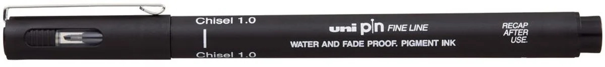 Pin fineliner, 1,0 mm, schuine punt, 12 stuks de uni-ball en Noir – photo produit