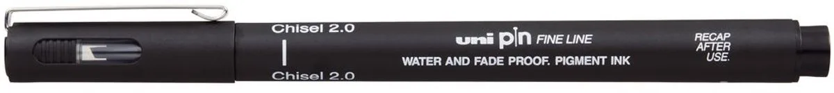 Pin fineliner, 2,0 mm, schuine punt, 12 stuks by uni-ball in Black – product photo
