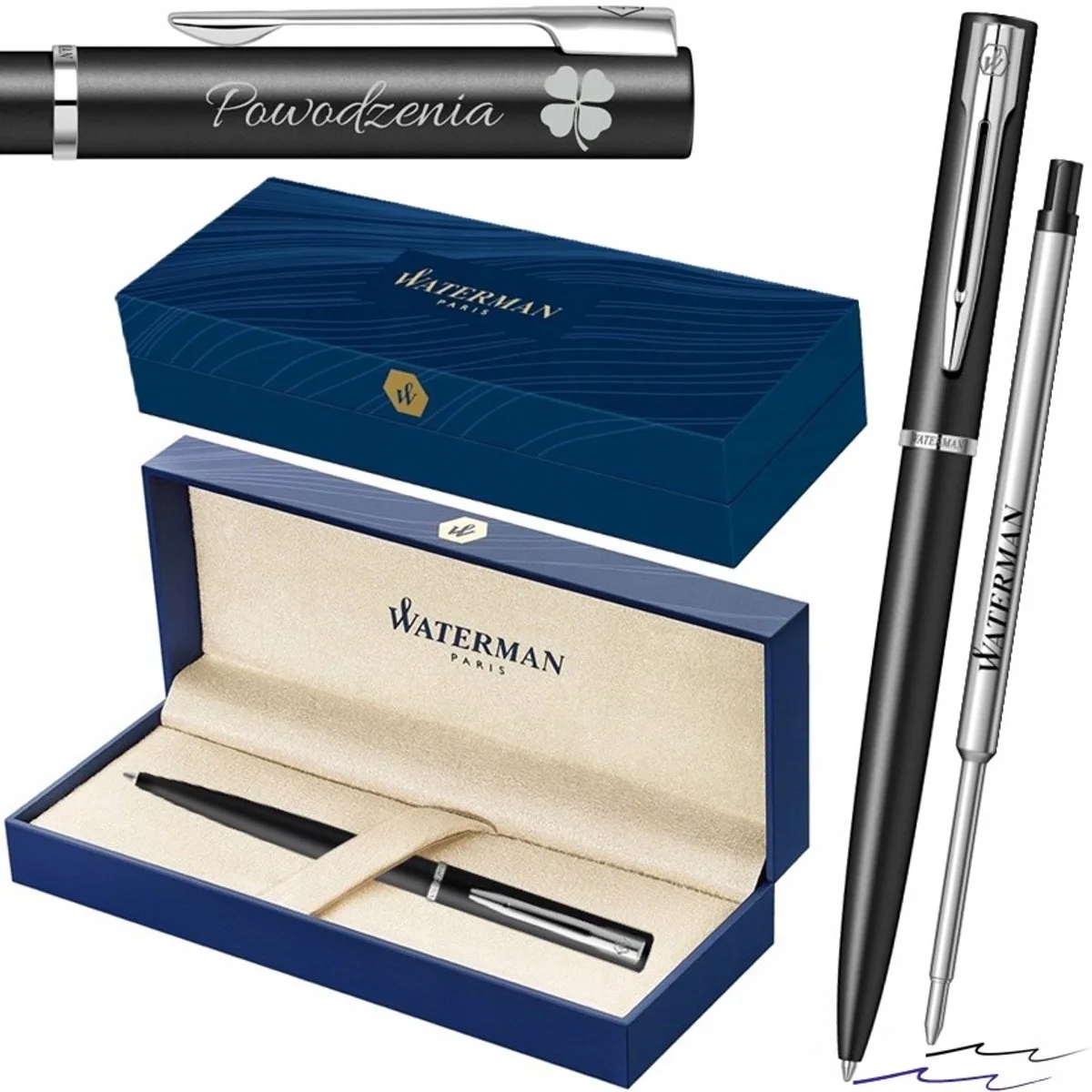 Allure Zwarte Pen met Gravure - Luxe Cadeauset van Waterman in Zwart – productfoto