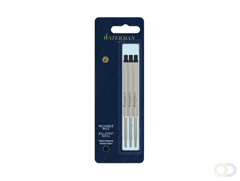 Balpenvulling Waterman zwart medium blister ?? 3 stuks van Waterman – productfoto