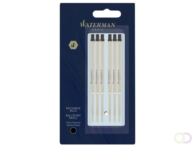 Balpenvulling Waterman zwart medium blister ?? 6 stuks van Waterman – productfoto