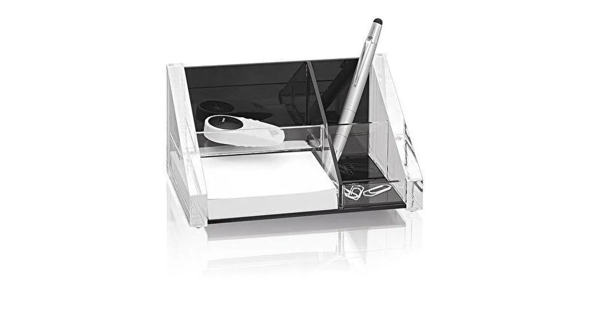 Bureau Organizer - Acryl - Desk Tidy met Memo Box by Wedo in Black, Kristalhelder – product photo