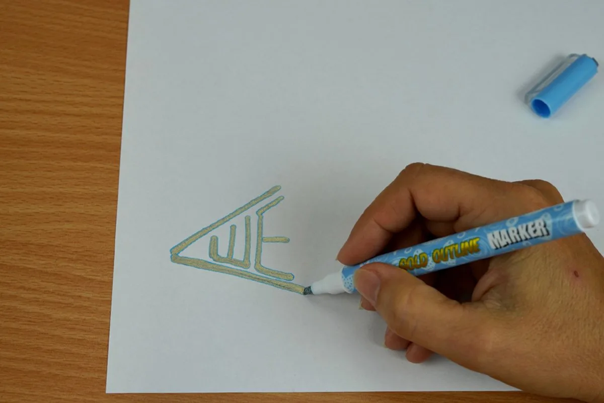 Creatieve markeerstiften + OUTLINE, etui van 6 stuks fra Wedo i Guld – produktbillede