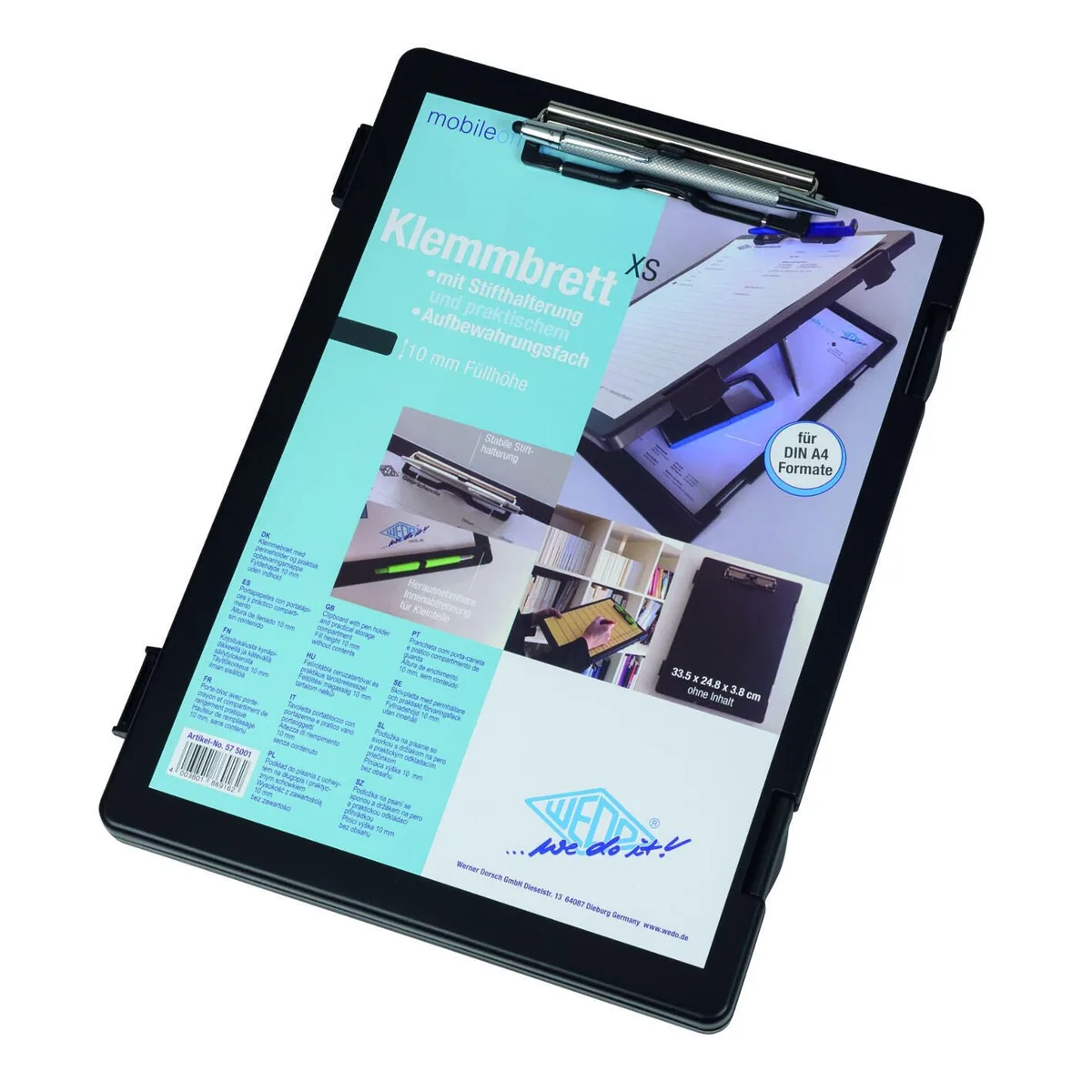 Klemmbrett DIN A4 schwarz från Wedo – produktbild