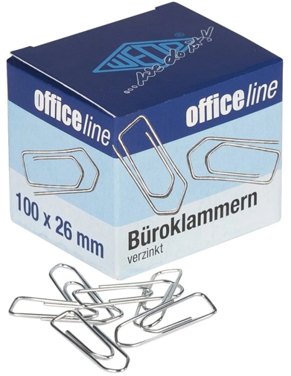 paperclips, spits, glanzverzinkt, 32 mm, 1000 stuks fra Wedo – produktbillede