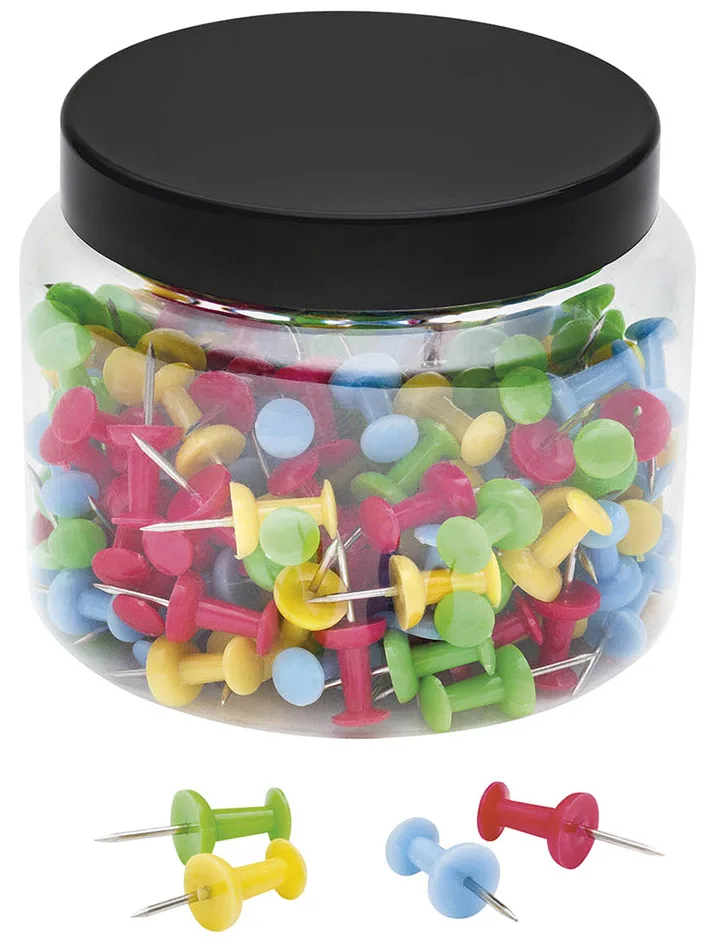 Pinnwand-Nadeln, farbig sortiert, 200er Kunststoffdose de Wedo – photo produit