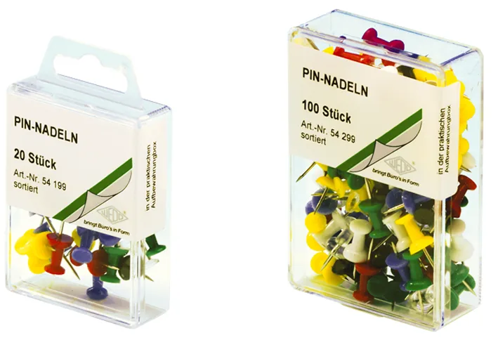 Pinnwand-Nadeln, farbig sortiert, in Großpackung från Wedo – produktbild