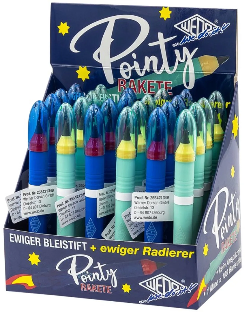 Ponity Rakete eeuwige potloden, HB, & blauw, 24 stuks fra Wedo i Turkis – produktbillede