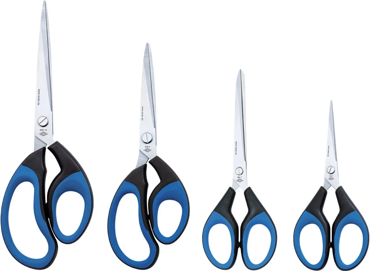 schaar Soft-Cut, puntig, lengte: 255 mm, zwart/blauw fra Wedo i Sort, Blå – produktbillede
