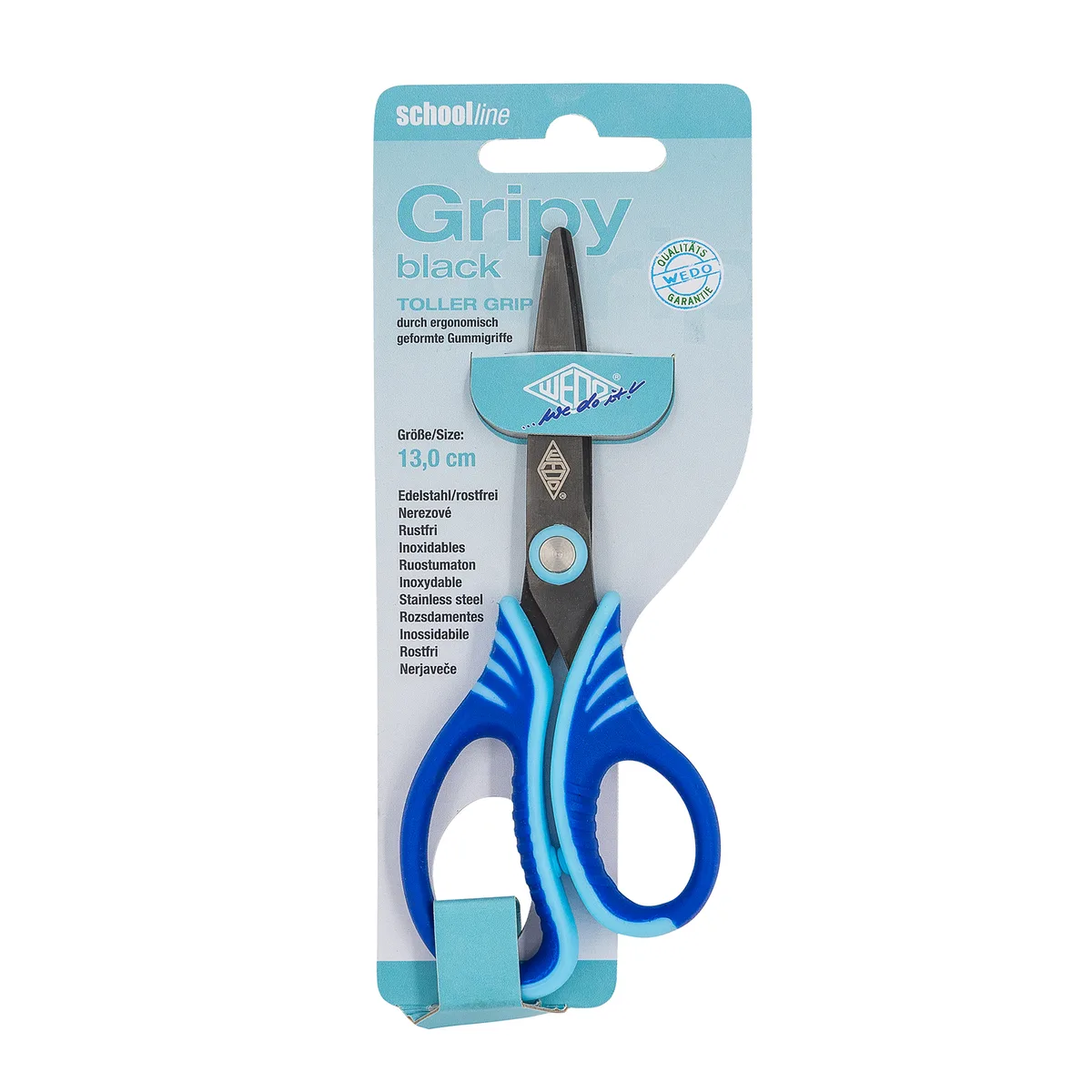 Schere GRIPY BLACK 13cm SB-Karte, spitz, farbig sort. by Wedo – product photo