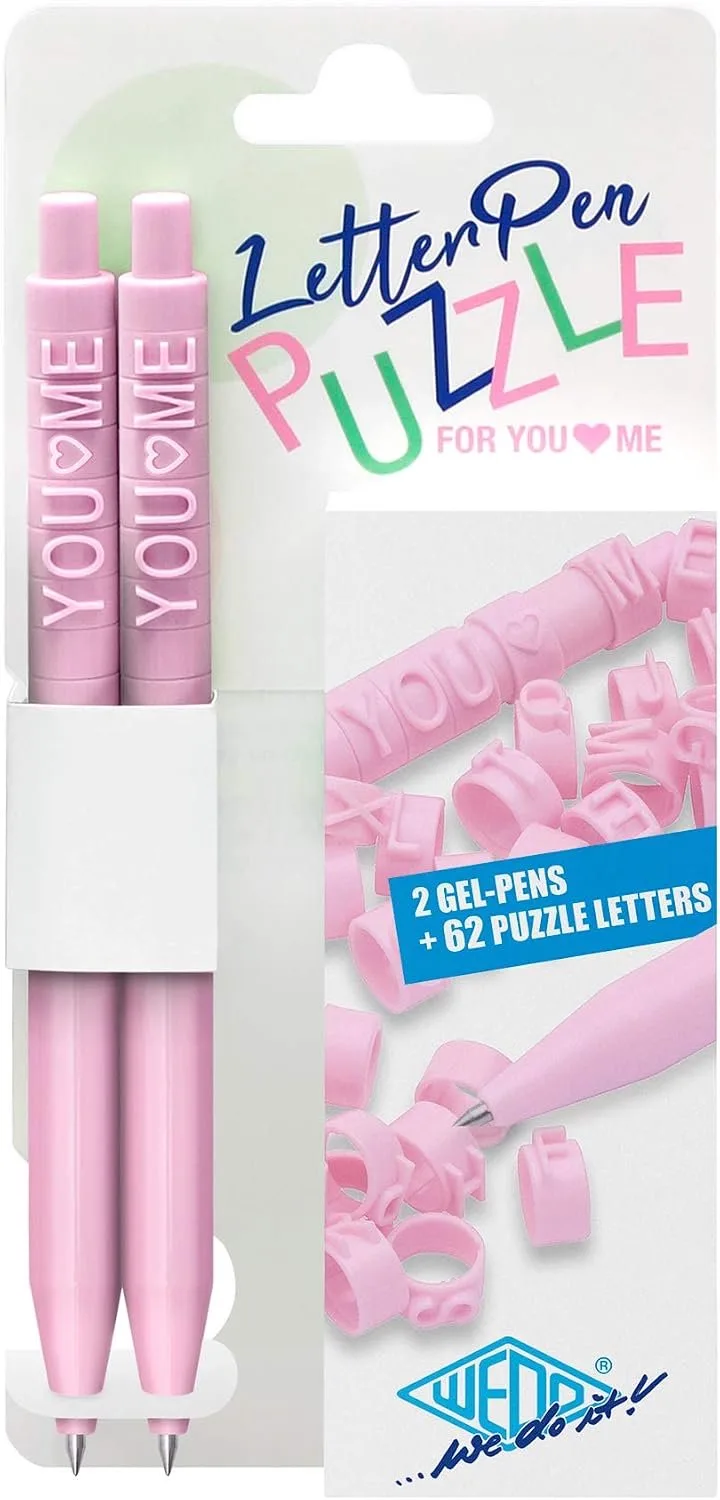 Set van 2 Personalisatie Pennen met Letterringen - Pink från Wedo i Rosa – produktbild