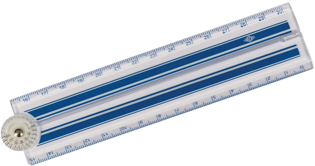 vouwbare liniaal, transparant, kunststof by Wedo in Blue, White – product photo