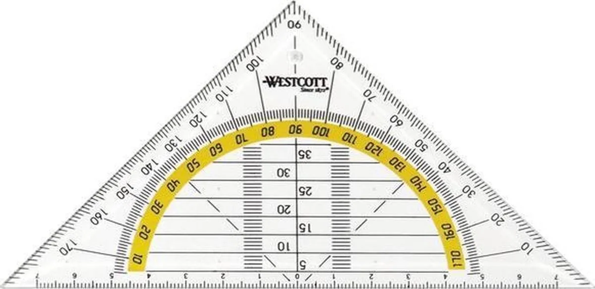 buigbare geodriehoek [14cm] by Westcott in Transparent, Geel en zwart – product photo