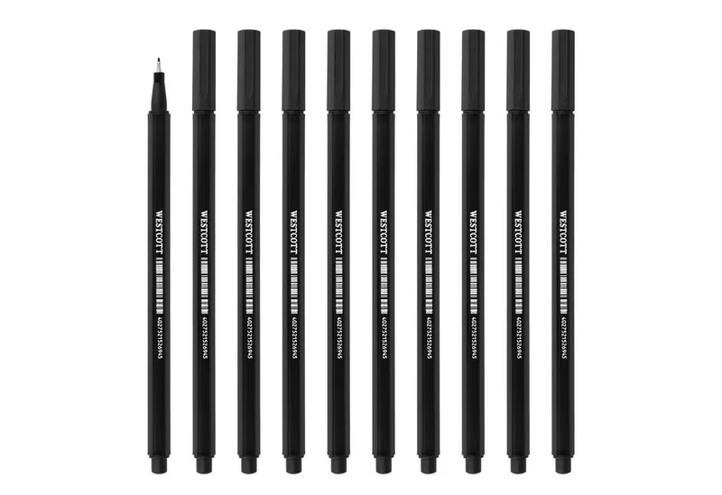 Fineliner 10 Stück, Premium Fineliner mit 0,4mm Strichstärke, (Vorteilspack, 10-tlg), Präzise Strichführung, metalleingefasste Spitze, schnelltrocknend van Westcott in Zwart – productfoto