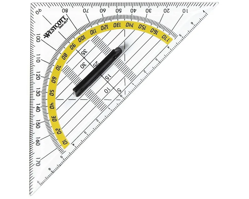 Geodreieck, 14 cm, mit Griff de Westcott en Jaune, Noir, Blanc – photo produit