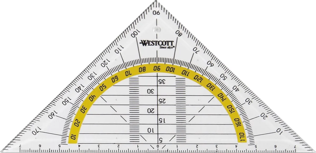 geodriehoek - 14cm - AC-E10130-BP de Westcott en Transparent, Jaune – photo produit