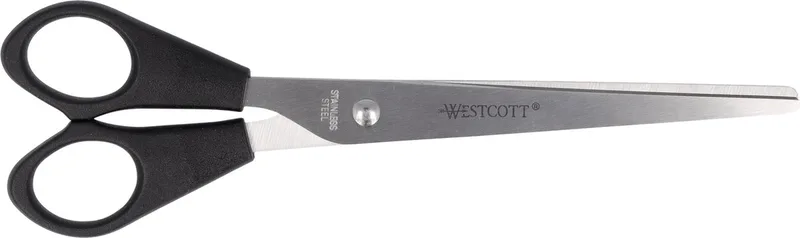 kantoorschaar - 17,1cm - roestvrij stalen bladen - zwarte kunststof handgreep - linkshandig - AC-E31172 by Westcott in Black – product photo