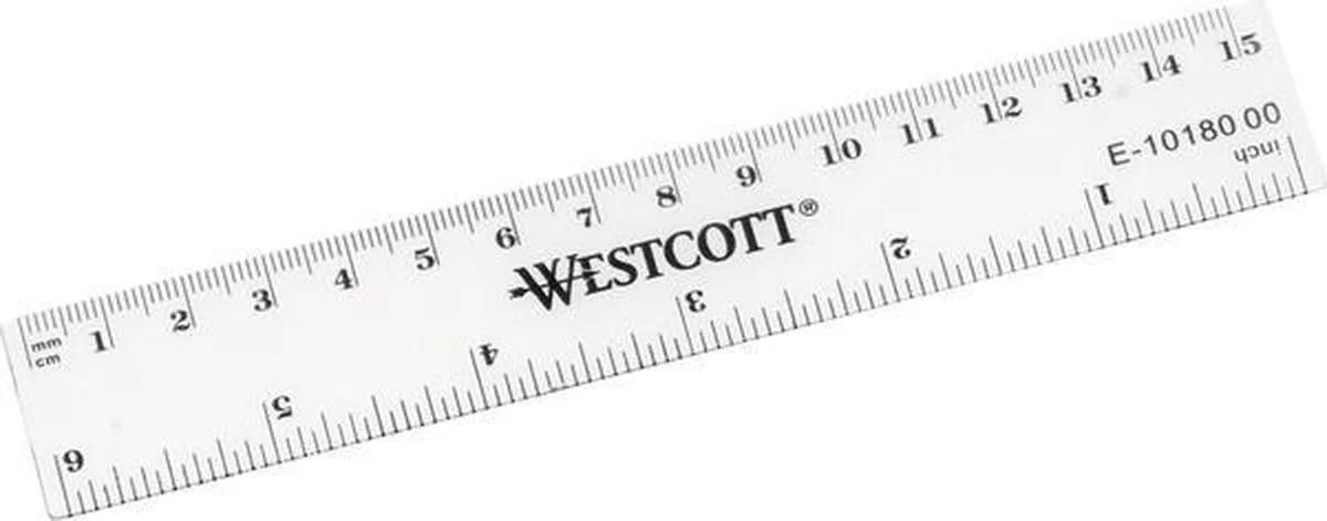 liniaal - 15cm - kunststof - cm/inch verdeling - AC-E10180 van Westcott in Transparant – productfoto
