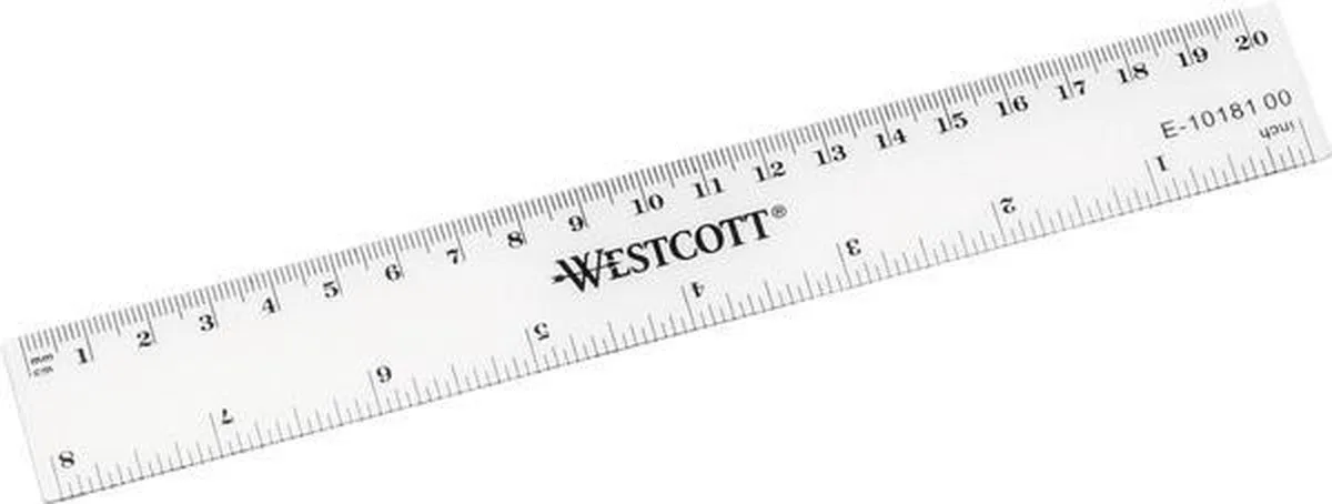 liniaal - 20cm - kunststof - cm/inch verdeling - AC-E10181 van Westcott in Wit – productfoto