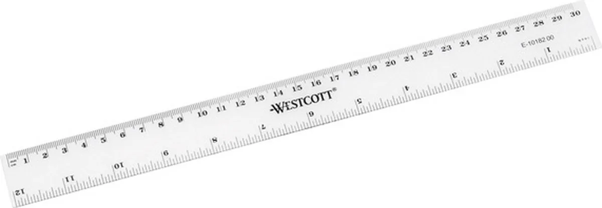 liniaal - 30cm - kunststof - cm/inch verdeling - AC-E10182 van Westcott in Transparant – productfoto