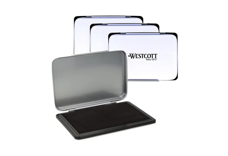 No. 2 (4er-Set), 7 x 11 cm Stempelkissen in Metallgehäuse Stempelkissen (Vorteilspack, 4-tlg., Vorgetränkt und nachfüllbar) van Westcott in Zwart – productfoto