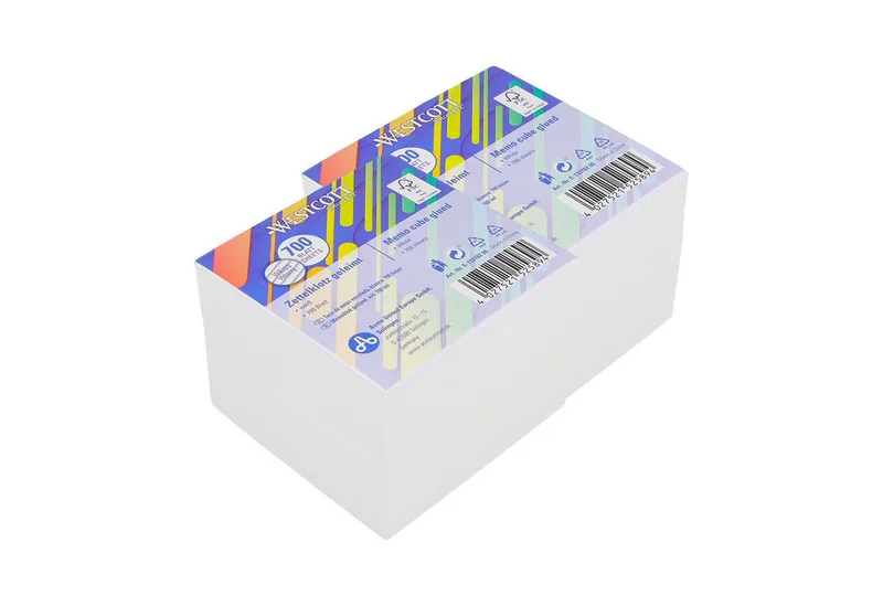 Notizzettel Notizblock 700 Blatt (2er-Set), Zettelblock geleimt mit 9 x 9 cm, FSC-zertifiziertes Papier 80g/m² von Westcott in Weiß – Produktfoto