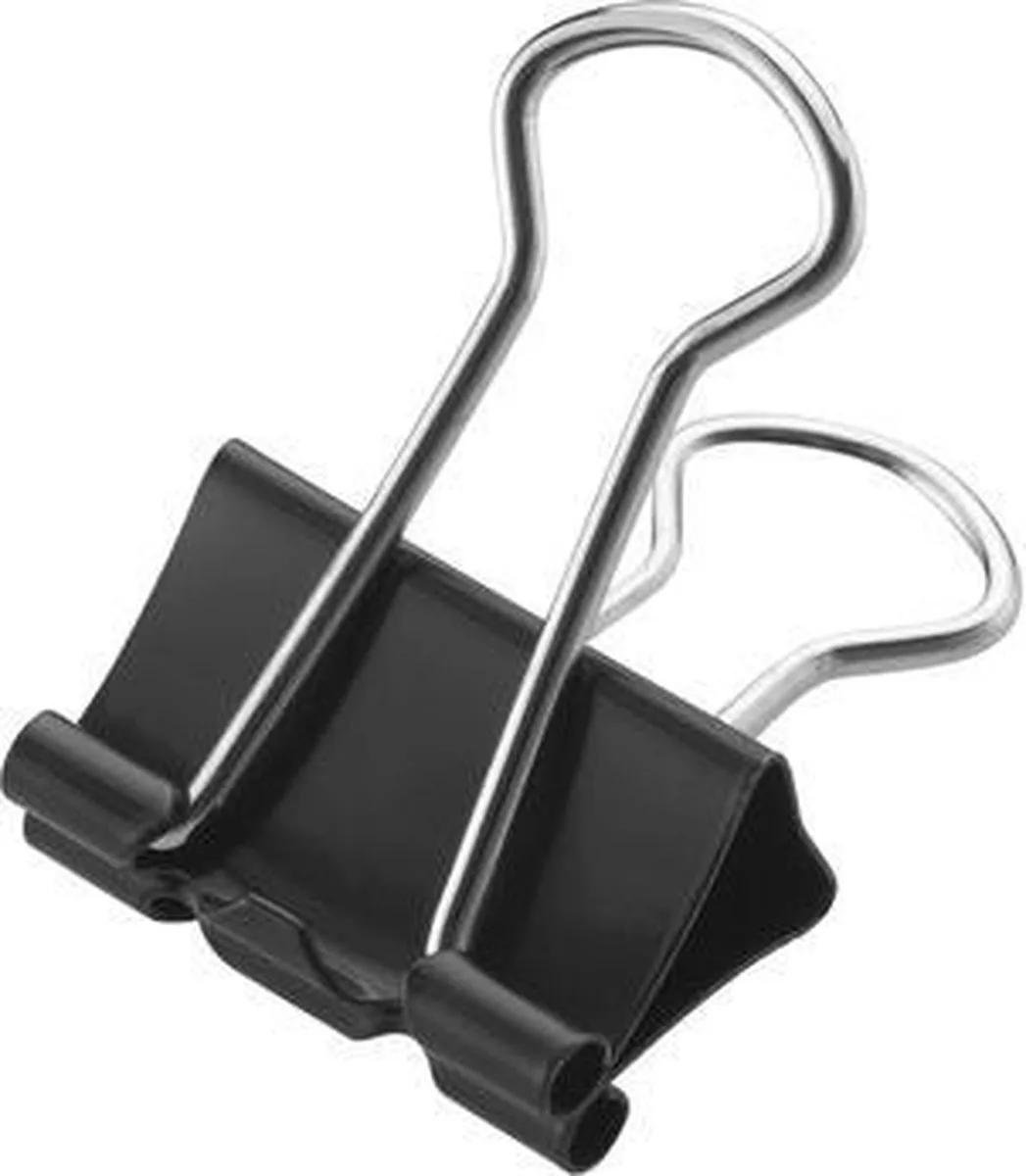 papierklem - 19mm - metaal - zwart - 12 stuks in doos - AC-E10701 från Westcott i Zwart 19 mm – produktbild