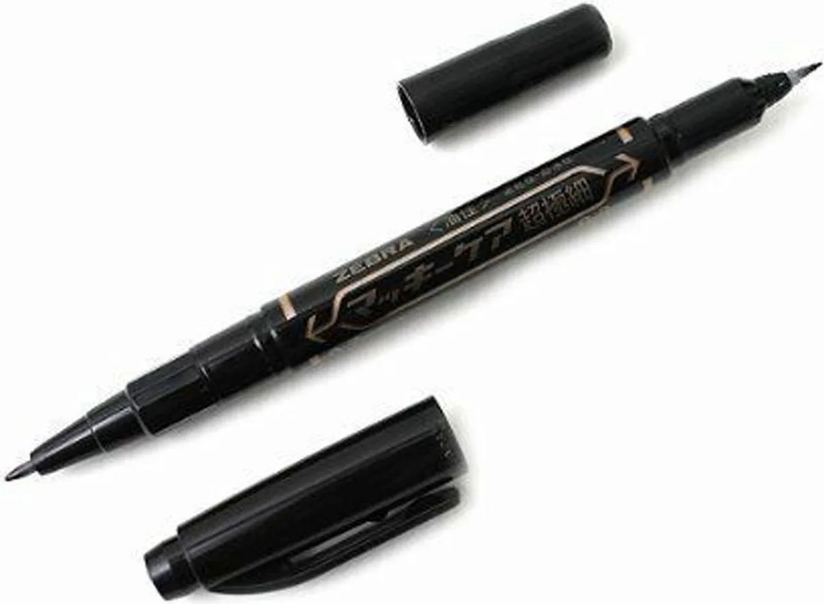 Mackee Care Double-Sided Marker Pen - Extra Fine Point - Zwart van Zebra in Zwart, Extra Fijn – productfoto