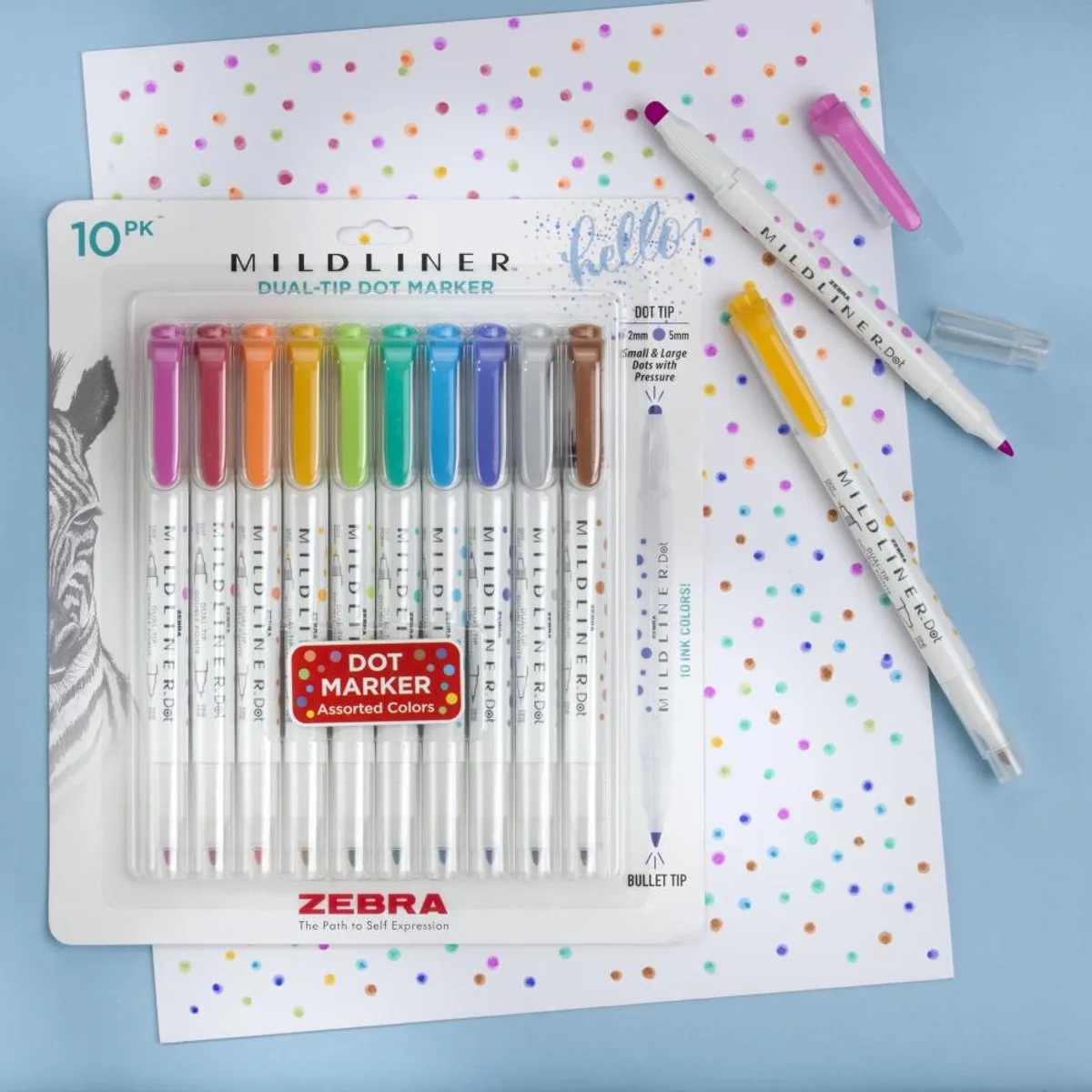 Midliner Dual Tip Marker Assortment 10 stuks - dubbelpuntig markeerstift en stipstempel - 73310 de Zebra en Varia – photo produit