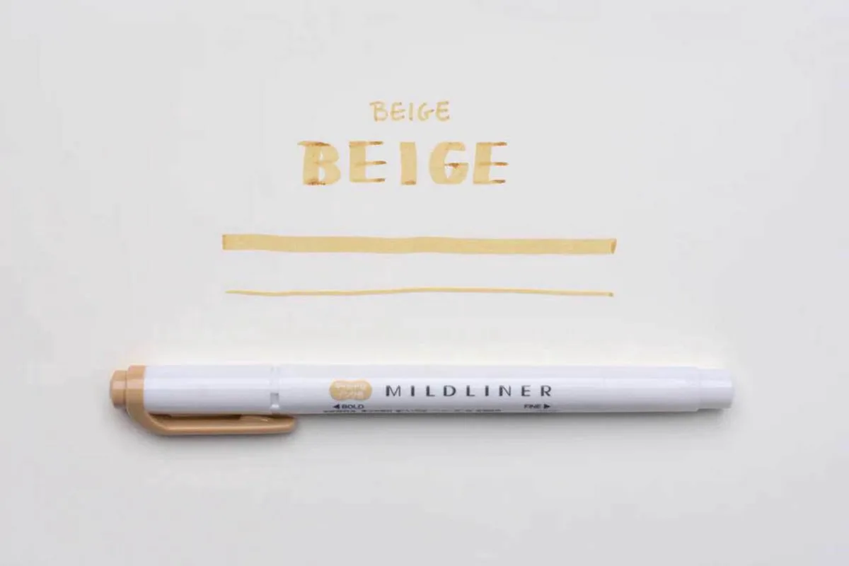 Mildliner Double-Sided Highlighter - Fine / Bold – WKT7-MBE de Zebra en Mild Beige – photo produit