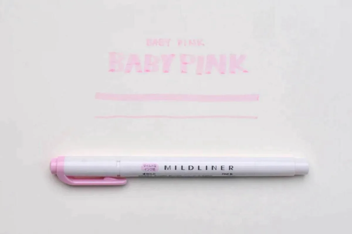 Mildliner Double-Sided Highlighter - Fine / Bold – WKT7-MBP de Zebra en Mild Baby Pink – photo produit