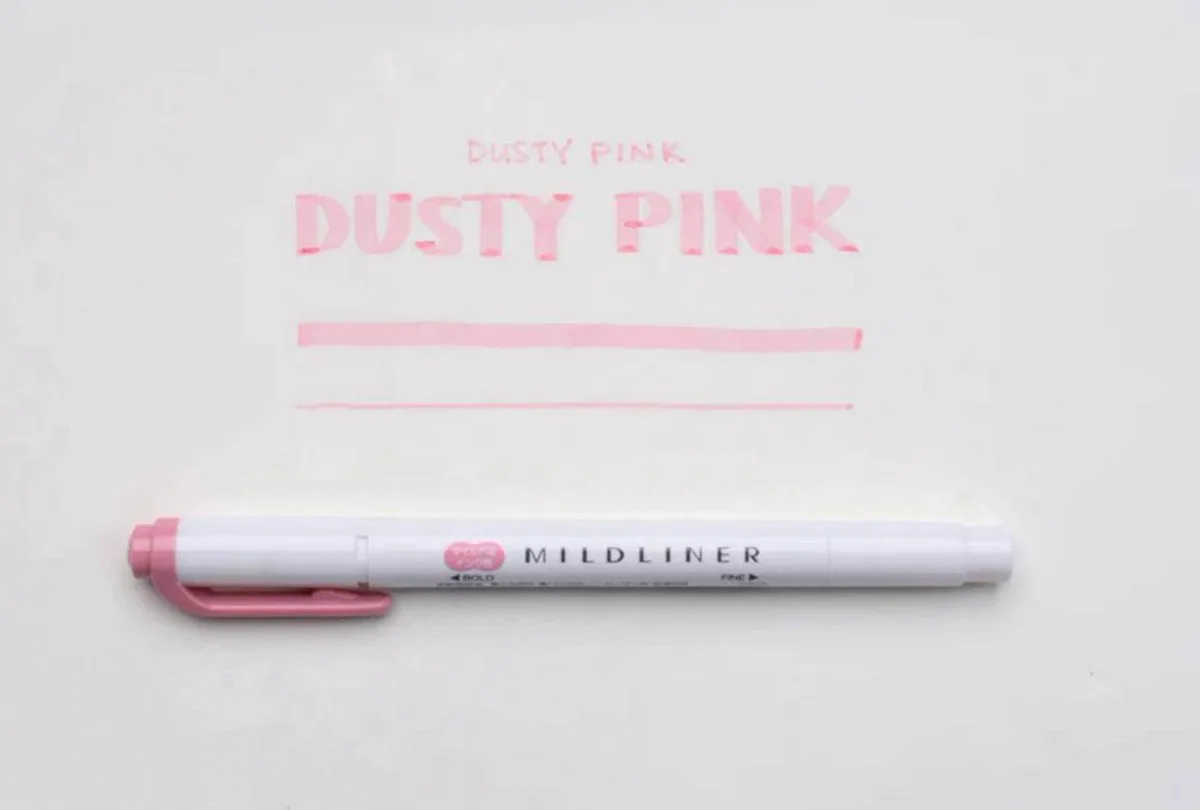 Mildliner Double-Sided Highlighter - Fine / Bold – WKT7-MDP de Zebra en Mild Dusty Pink – photo produit