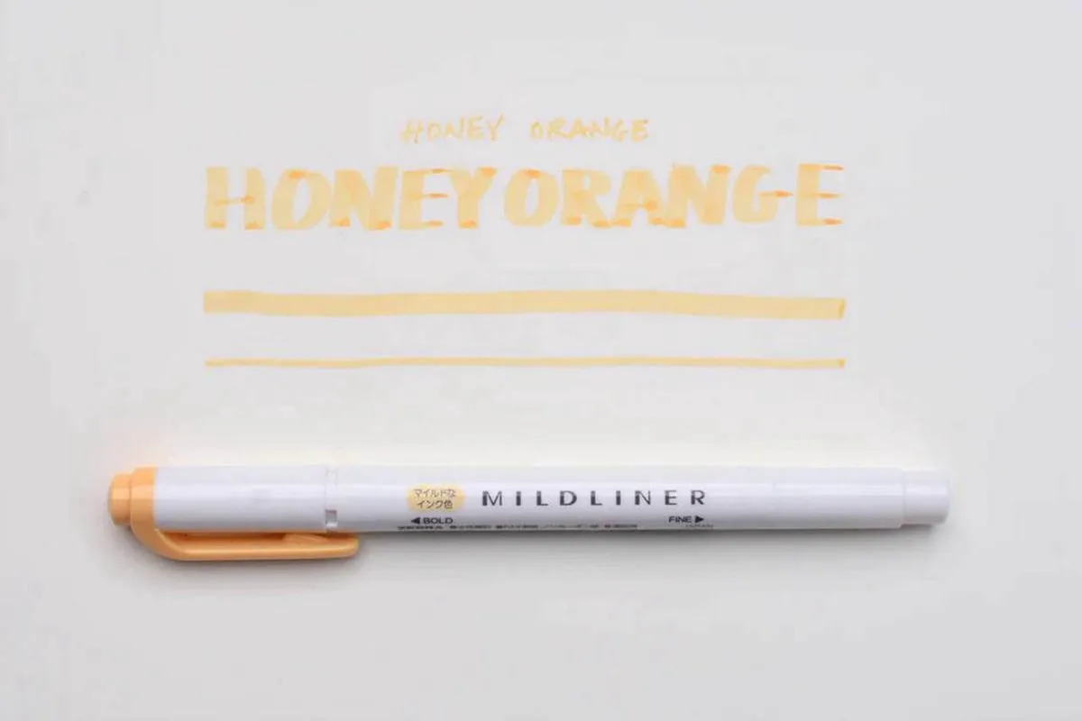 Mildliner Double-Sided Highlighter - Fine / Bold – WKT7-MHOR de Zebra en Mild Honey Orange – photo produit