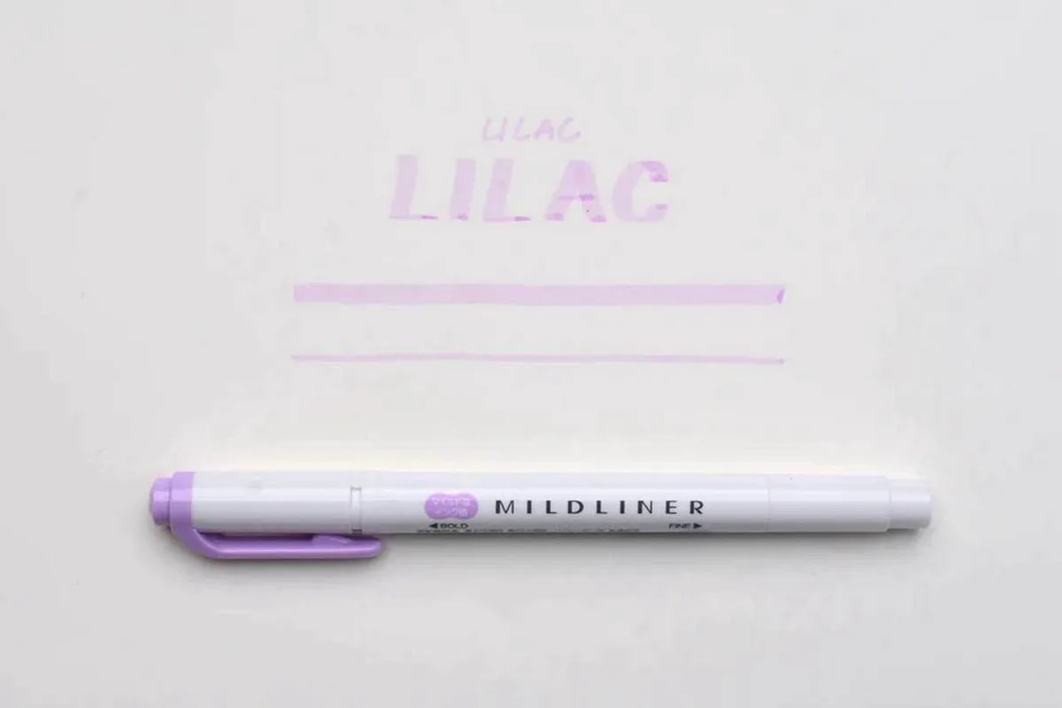 Mildliner Double-Sided Highlighter - Fine / Bold – WKT7-MLL de Zebra en Mild Lilac – photo produit